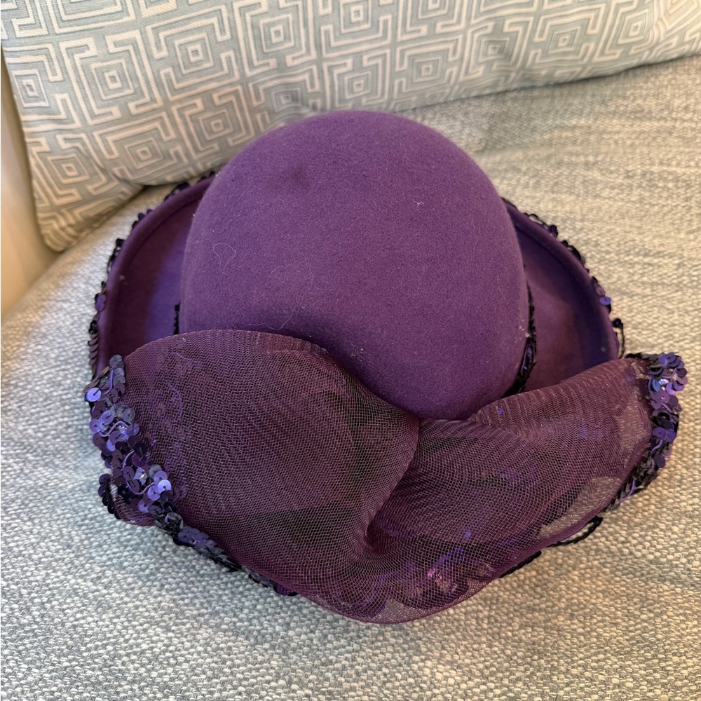 Vintage Purple Sequin-Trimmed Hat - Picture 5 of 5